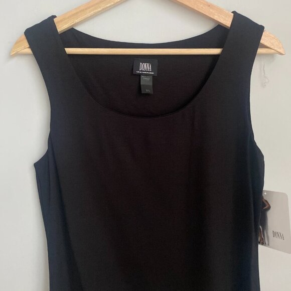 Donna Fashions Black Round Neck Stretch Sleeveless Tank Top Size L - Picture 2 of 4